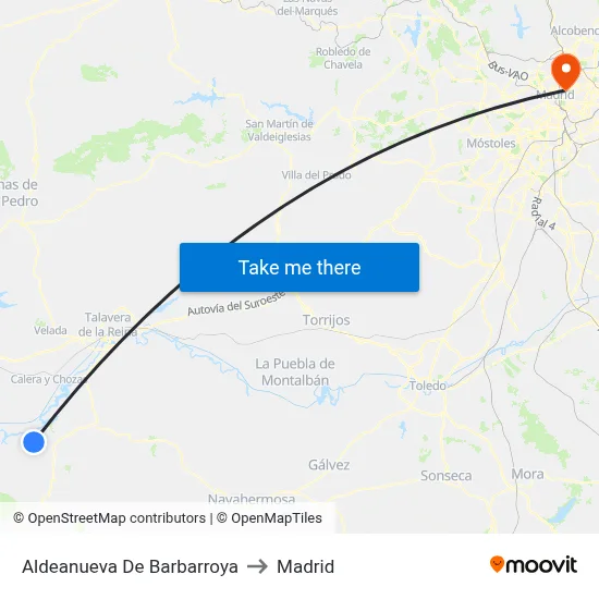 Aldeanueva De Barbarroya to Madrid map