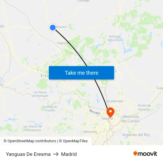 Yanguas De Eresma to Madrid map