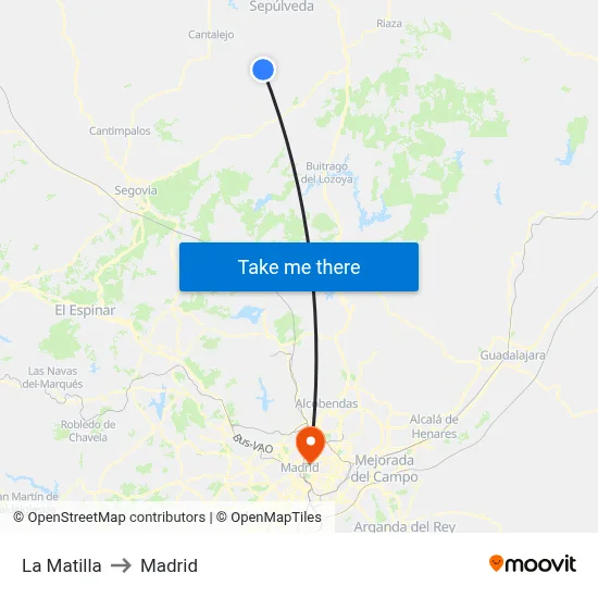 La Matilla to Madrid map