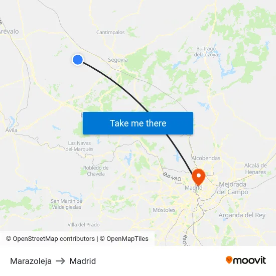 Marazoleja to Madrid map