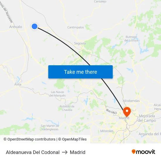 Aldeanueva Del Codonal to Madrid map