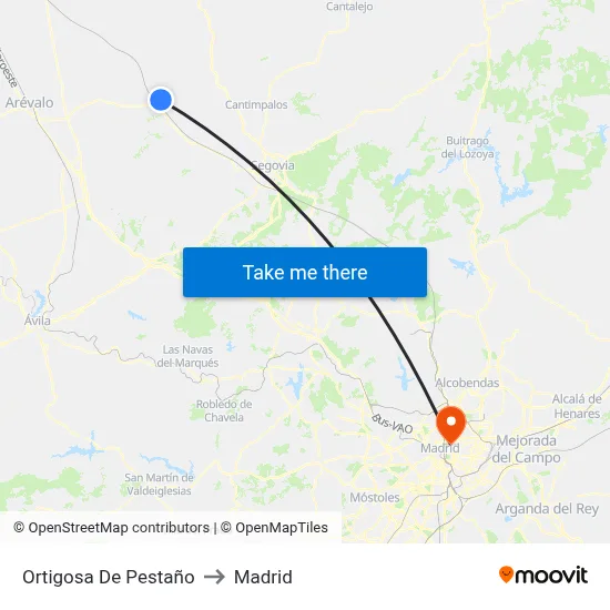 Ortigosa De Pestaño to Madrid map