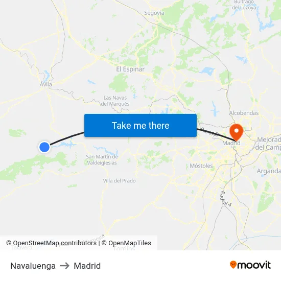Navaluenga to Madrid map