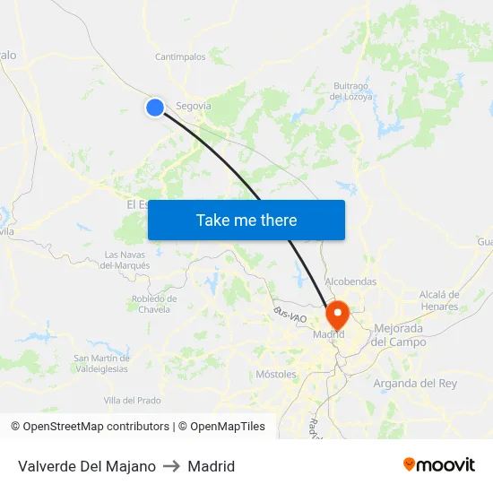 Valverde Del Majano to Madrid map