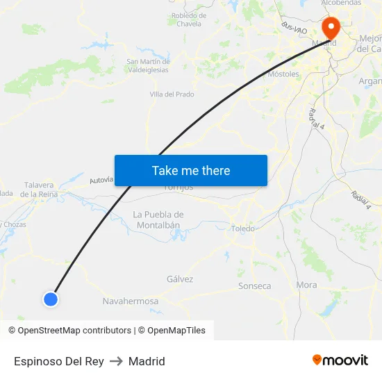 Espinoso Del Rey to Madrid map