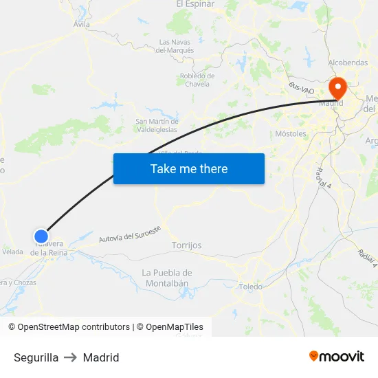 Segurilla to Madrid map