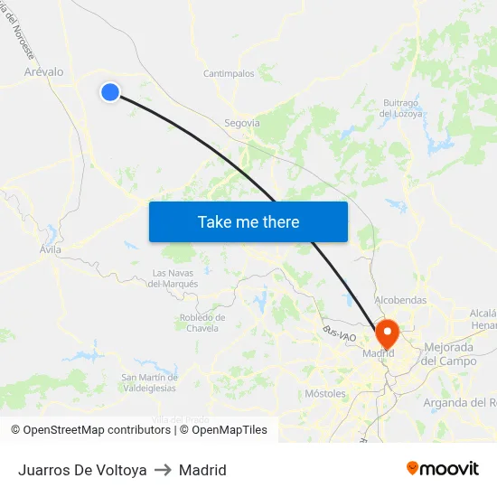 Juarros De Voltoya to Madrid map