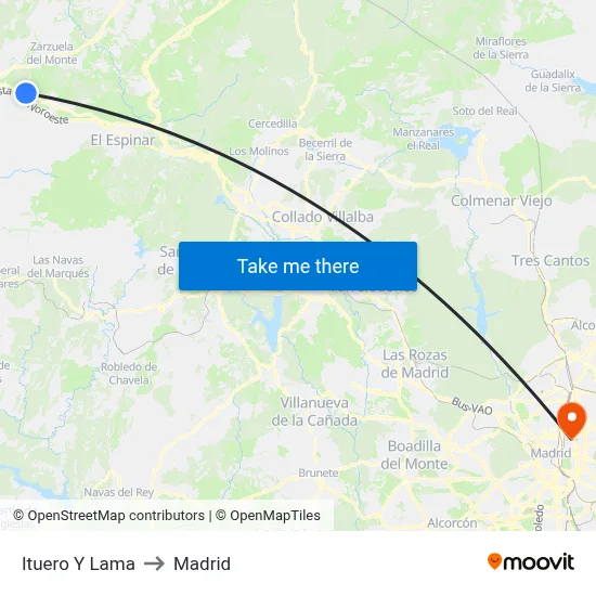 Ituero Y Lama to Madrid map