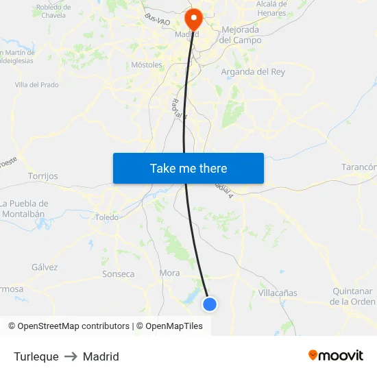 Turleque to Madrid map