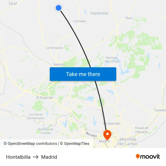 Hontalbilla to Madrid map
