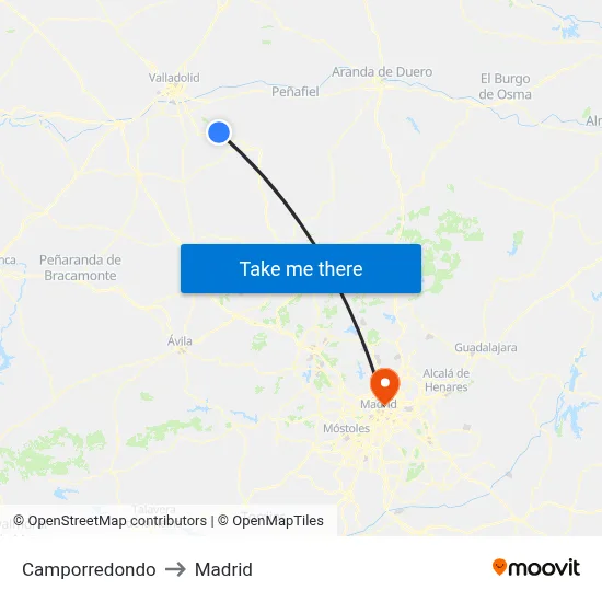 Camporredondo to Madrid map