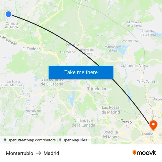 Monterrubio to Madrid map