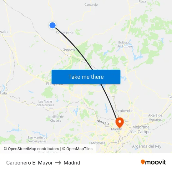 Carbonero El Mayor to Madrid map