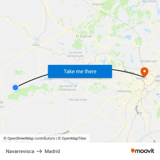 Navarrevisca to Madrid map