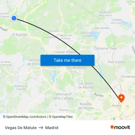 Vegas De Matute to Madrid map