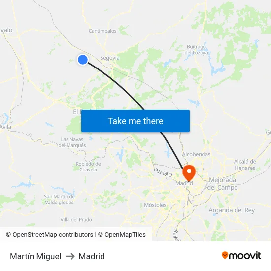 Martín Miguel to Madrid map