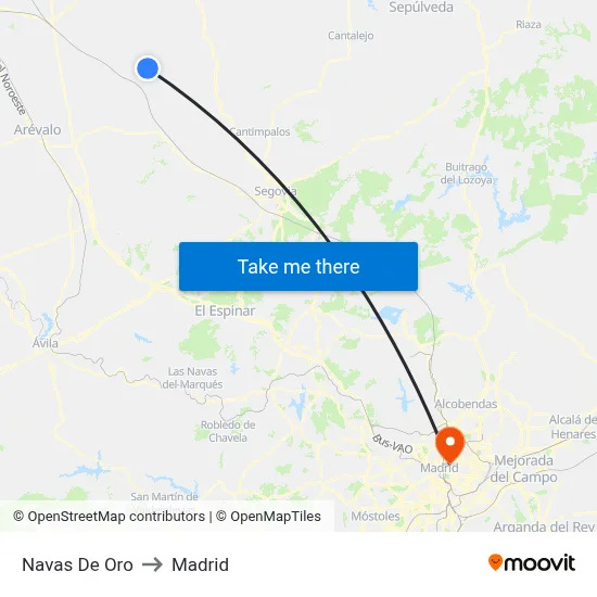 Navas De Oro to Madrid map