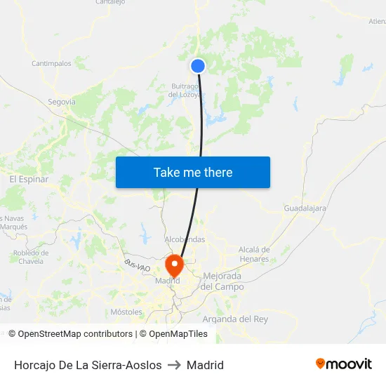 Horcajo De La Sierra-Aoslos to Madrid map