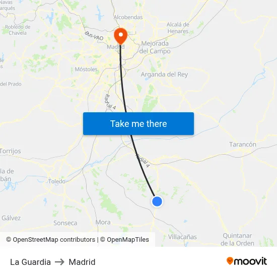 La Guardia to Madrid map