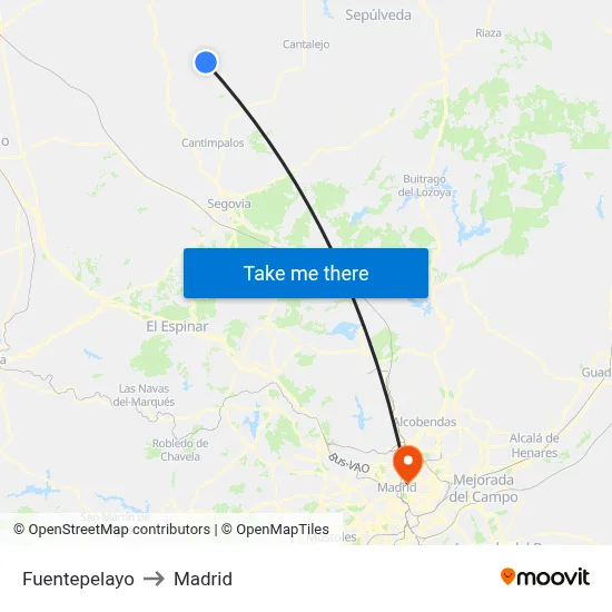 Fuentepelayo to Madrid map