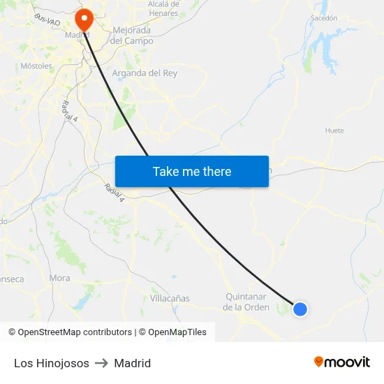 Los Hinojosos to Madrid map