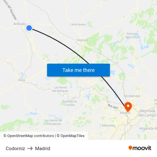 Codorniz to Madrid map