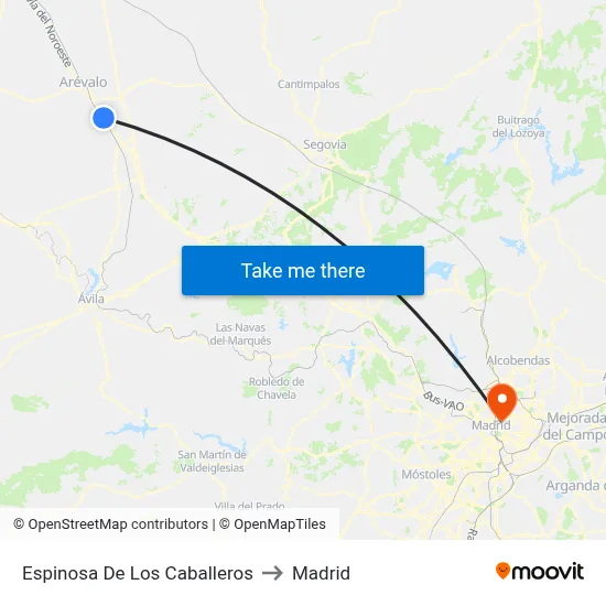 Espinosa De Los Caballeros to Madrid map