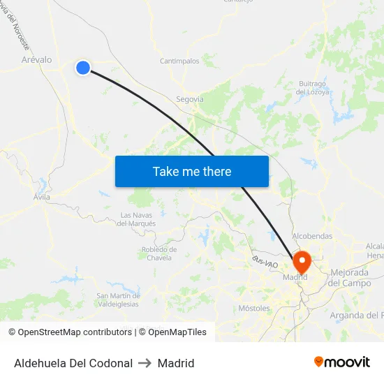 Aldehuela Del Codonal to Madrid map
