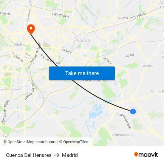 Cuenca Del Henares to Madrid map