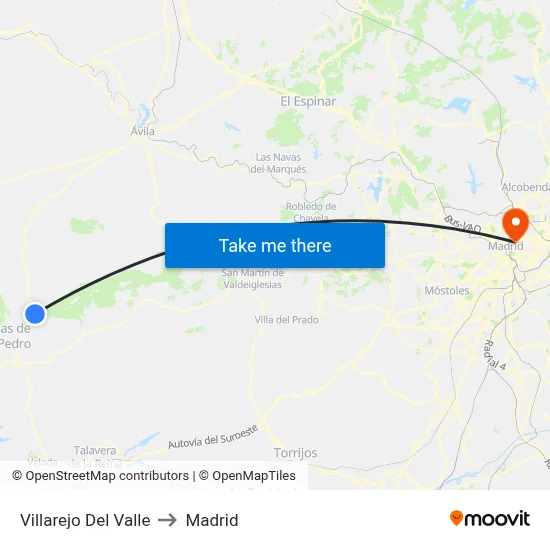Villarejo Del Valle to Madrid map