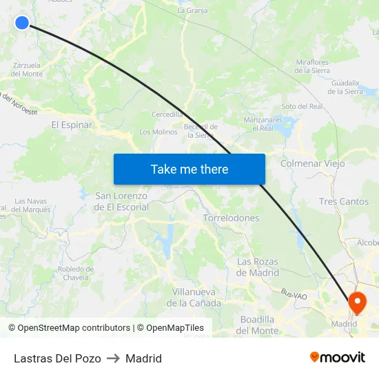 Lastras Del Pozo to Madrid map