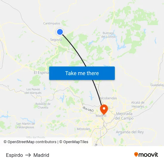 Espirdo to Madrid map