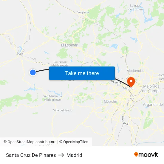 Santa Cruz De Pinares to Madrid map