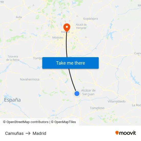 Camuñas to Madrid map