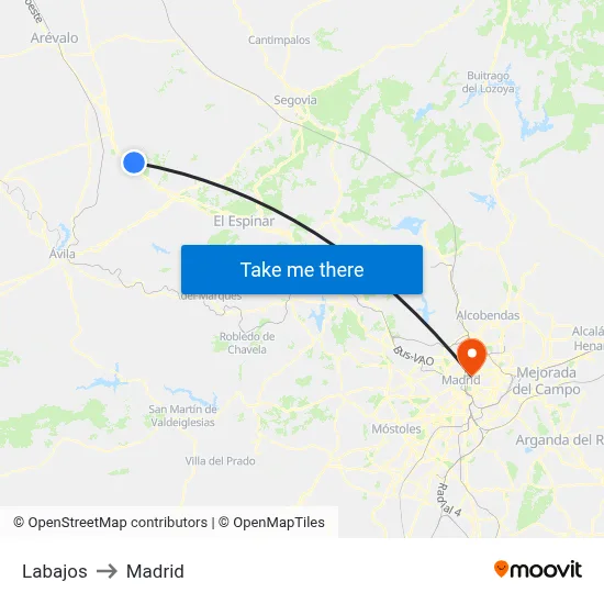 Labajos to Madrid map