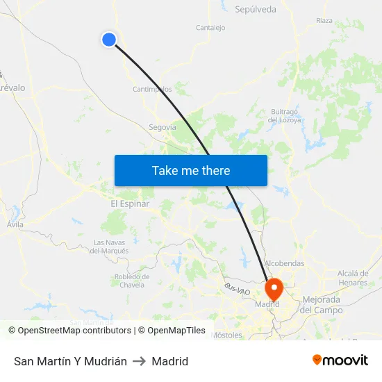 San Martín Y Mudrián to Madrid map