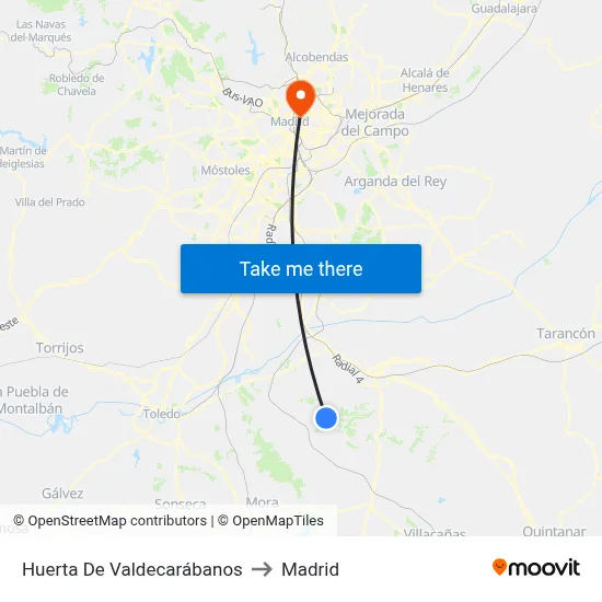 Huerta De Valdecarábanos to Madrid map