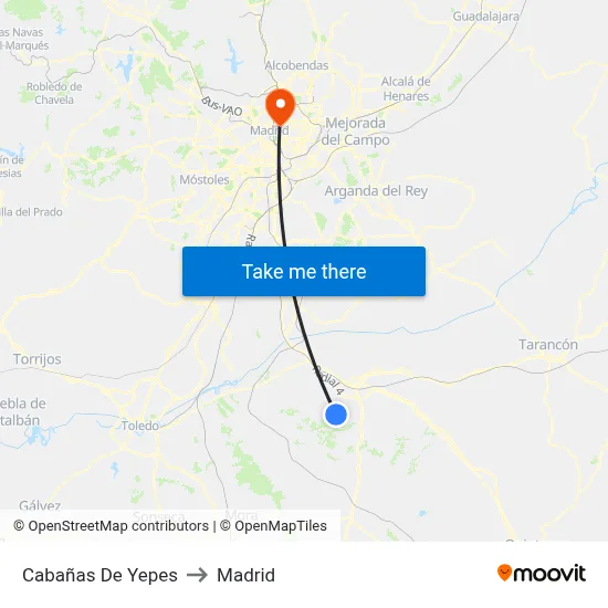 Cabañas De Yepes to Madrid map