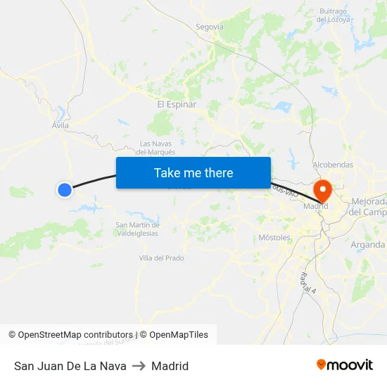 San Juan De La Nava to Madrid map