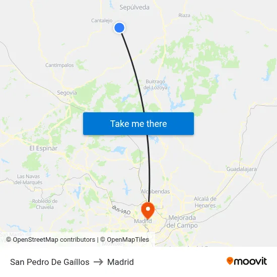 San Pedro De Gaíllos to Madrid map