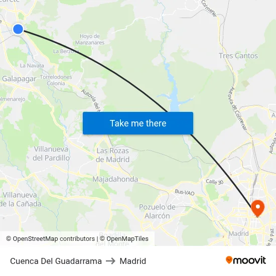 Cuenca Del Guadarrama to Madrid map