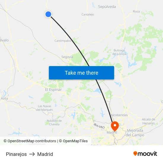 Pinarejos to Madrid map