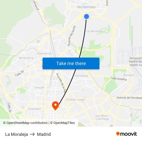 La Moraleja to Madrid map