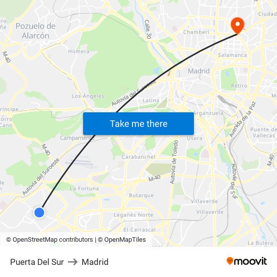 Puerta Del Sur to Madrid map