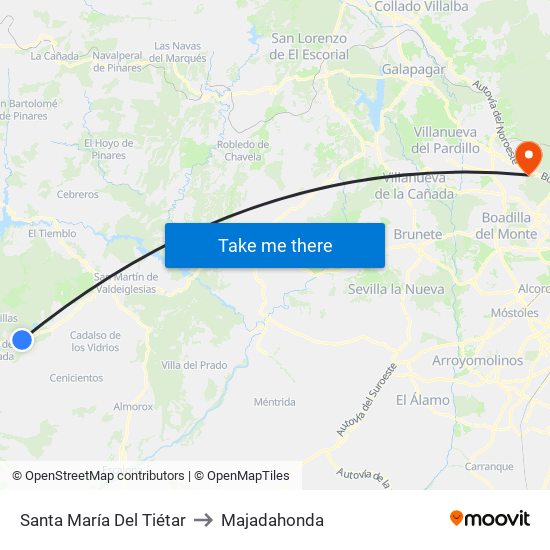 Santa María Del Tiétar to Majadahonda map