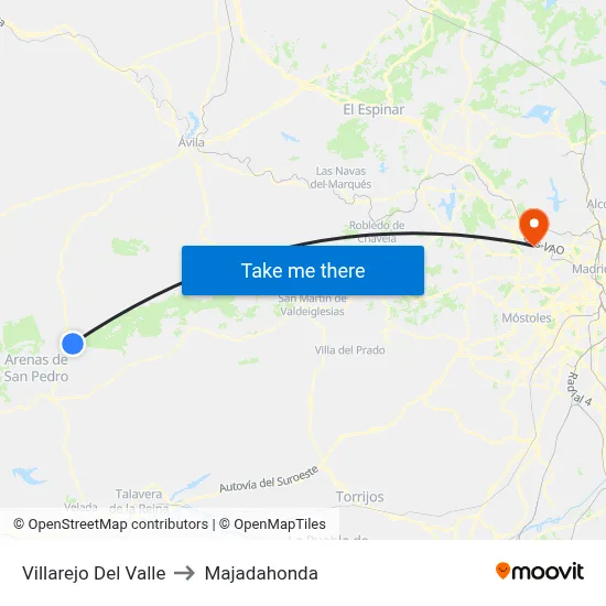 Villarejo Del Valle to Majadahonda map