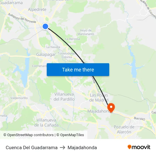 Cuenca Del Guadarrama to Majadahonda map