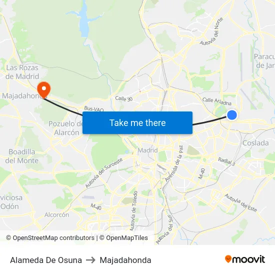 Alameda De Osuna to Majadahonda map