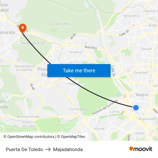 Puerta De Toledo to Majadahonda map