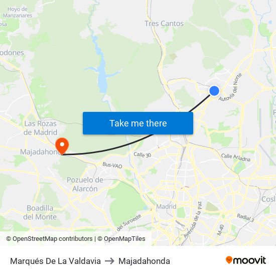 Marqués De La Valdavia to Majadahonda map